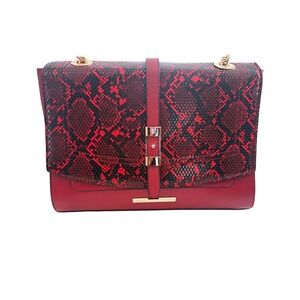 Mia K. Collection Red Black Snakeskin Embossed Vegan Leather Crossbody Bag